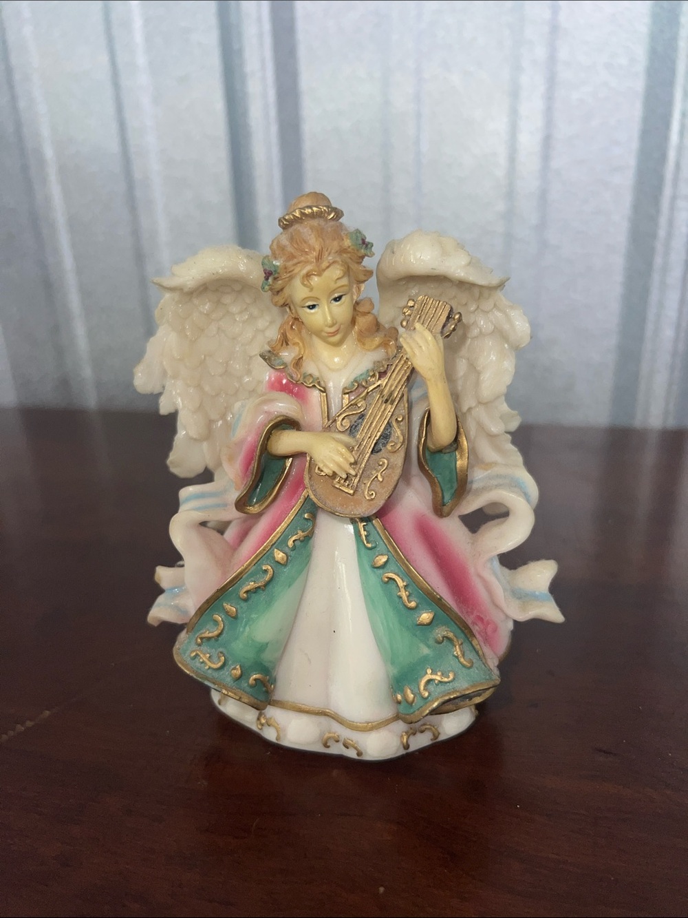 Resin Guardian Angel Playing Harp Figurine